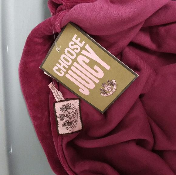 Vtg Juicy Couture USA Velour Jacket Zip L 2010 Burgundy NWT - Picture 2 of 12